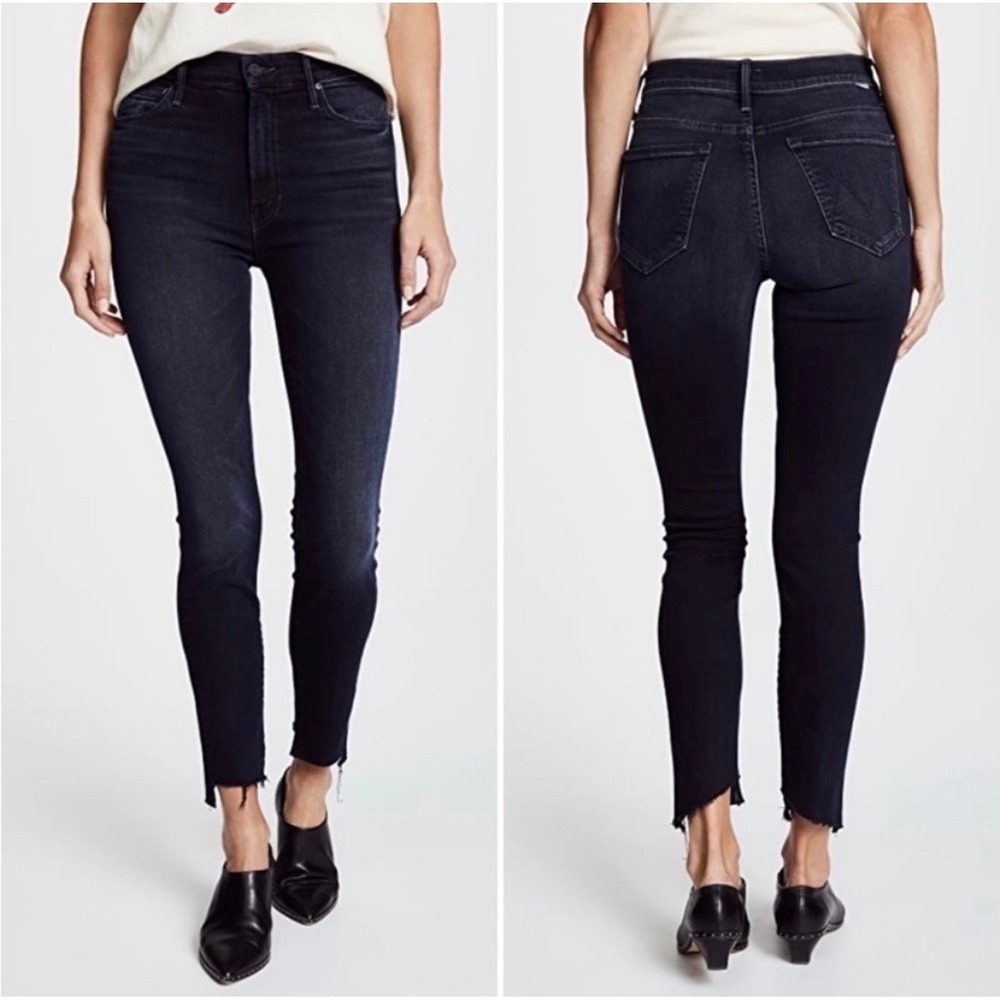 MOTHER The Stunner Zip Two Step Fray Skinny Jeans Last Call Dark Wash 25 - Picture 2 of 11